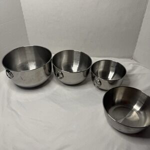 3 Farberware Mixing Batter Bowls 2 Thumb Rings Handles Nesting Stainless Steel